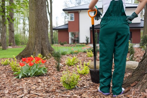 Outdoor landscaping equipment and protected work area